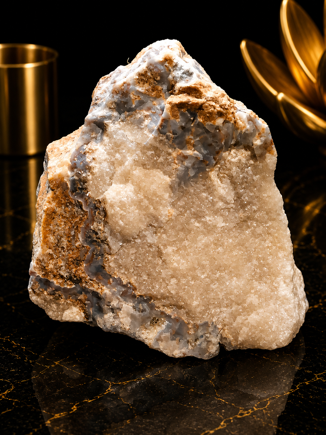 Natural Druzy Quartz Specimen on Agate Matrix – 120 g – 6 cm