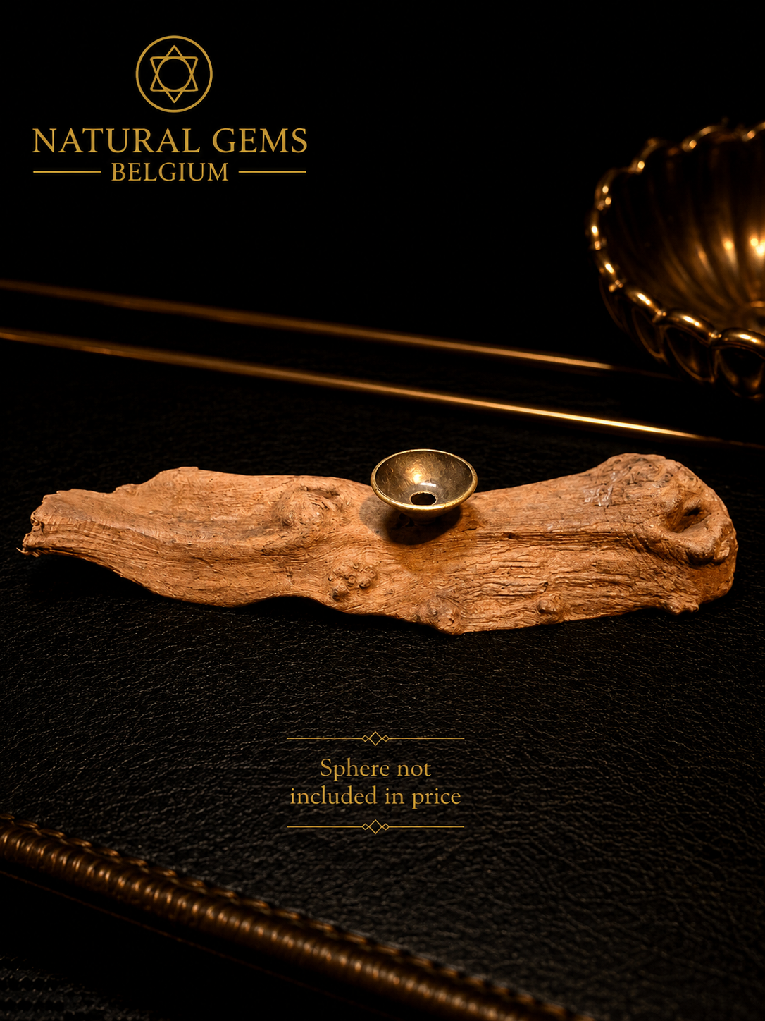 Natural Wooden Sphere Stand – Handcrafted Display Base – Approx. 14.5 cm