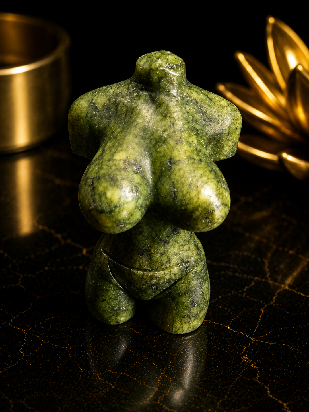 Natural Green Jade Female Torso Carving - 6 cm high– Handcrafted Crystal Body Figurine