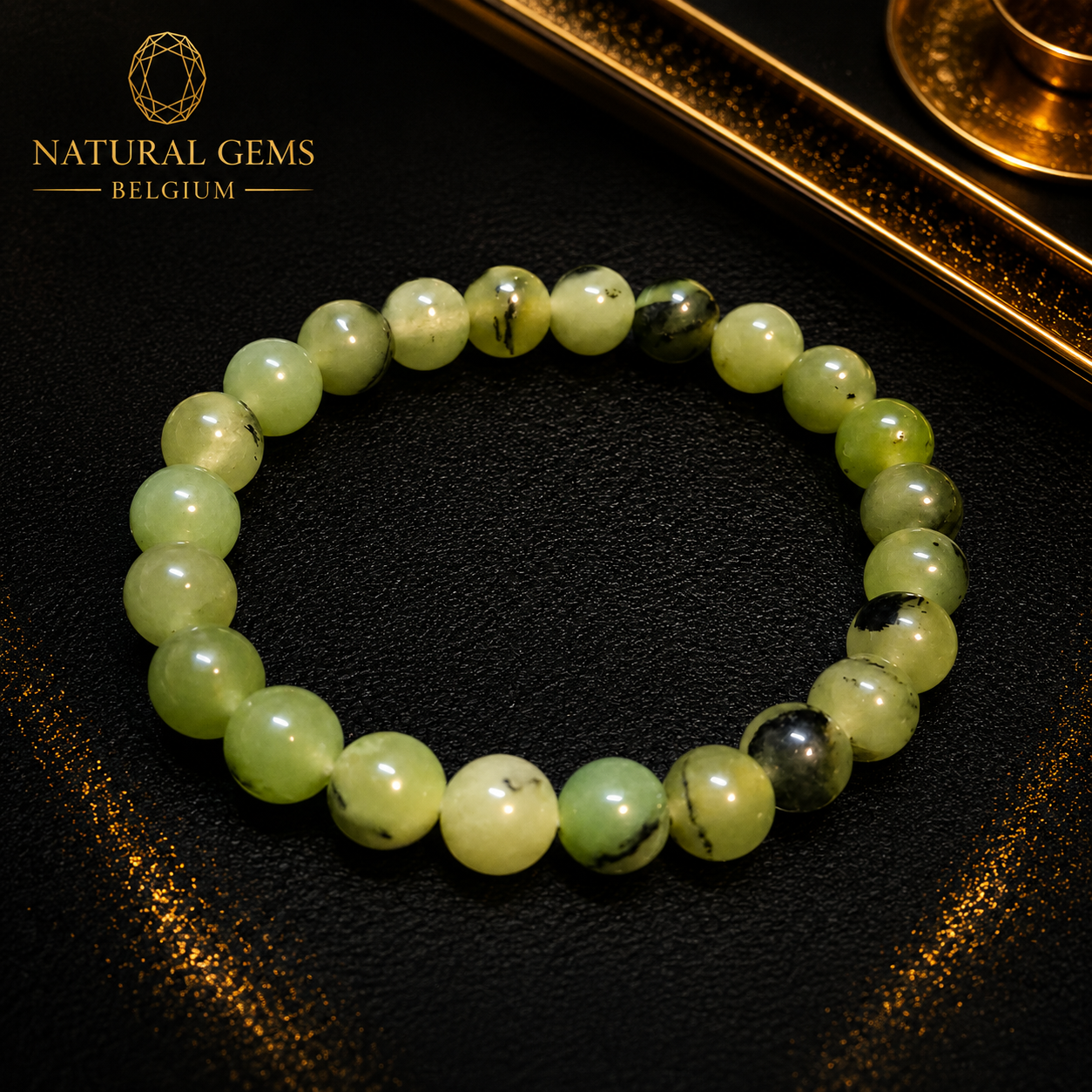 Natural Prehnite Bead Bracelet 8 mm – Natural Green Prehnite Gemstone Bracelet