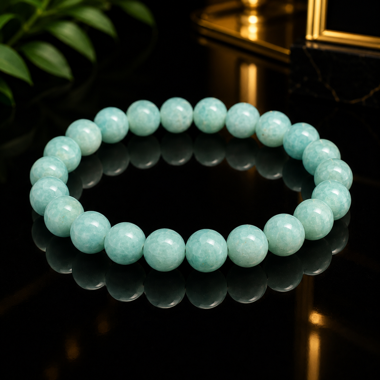 Natural Amazonite Beaded Bracelet – 8 mm | 19 cm