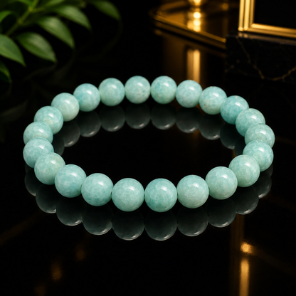 Natural Amazonite Beaded Bracelet – 8 mm | 19 cm