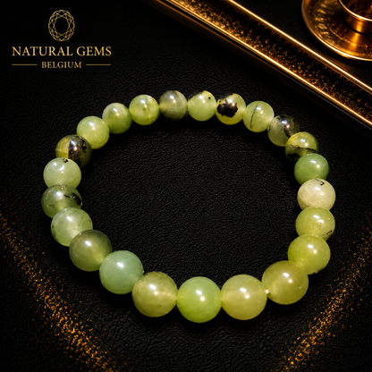 Natural Prehnite Bead Bracelet 8 mm – Natural Green Prehnite Gemstone Bracelet