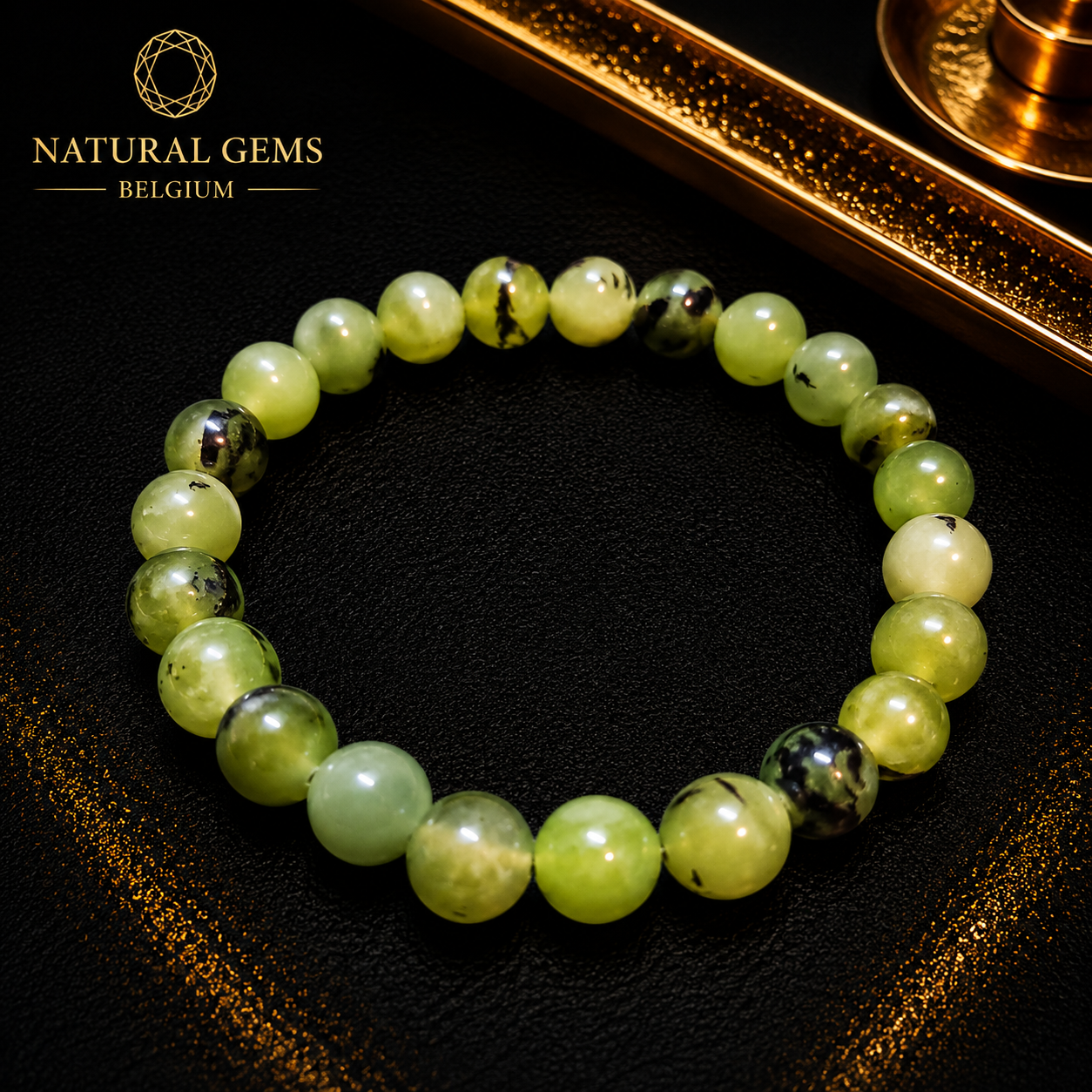 Natural Prehnite Bead Bracelet 8 mm – Natural Green Prehnite Gemstone Bracelet
