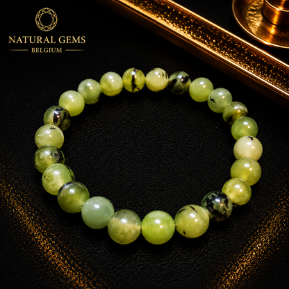 Natural Prehnite Bead Bracelet 8 mm – Natural Green Prehnite Gemstone Bracelet