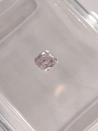 Certified Natural Diamond - Square Cushion Modified Brilliant - 0.13 ct - I3 - Natural Fancy Light Purplish Pink - sealed - Natural Gems Belgium