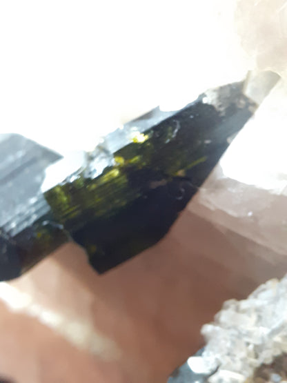 Nice decorative Cluster of 4 Green cap Tourmaline surrounded by Feldspar 1150 ct - Natural Gems Belgium