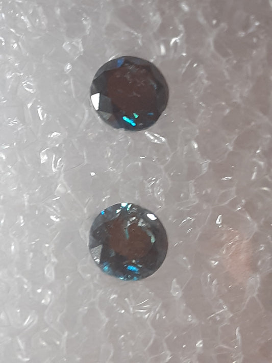 Matching Pair Round Fancy Natural Diamonds - certified - 0.39 ct - sealed - Natural Gems Belgium