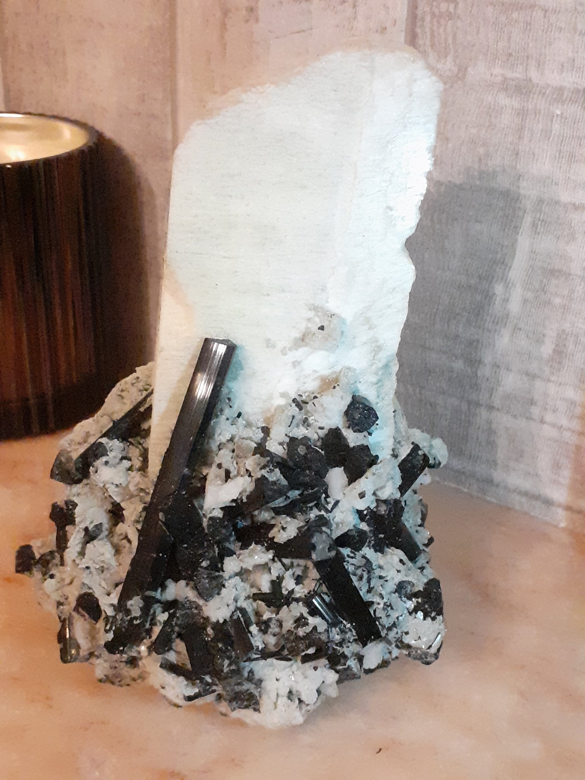 Large Specimen Black Tourmaline with Feldspar 15 cm high ! superb collectors item ! - Natural Gems Belgium