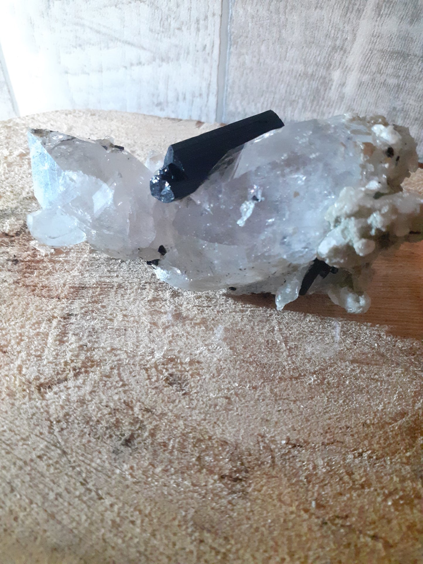 Specimen of black tourmaline crystals embedded in quartz with feldspar, 859.25 ct - Natural Gems Belgium