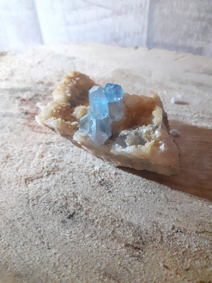 Specimen of Blue Celestine Crystal with Calcite Mineral, 257.95 ct - Natural Gems Belgium