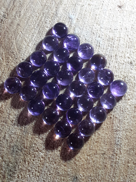 Lot of 30 pieces natural amethyst, tcw 27.40 ct, round cabuchon appx 6mm - Natural Gems Belgium