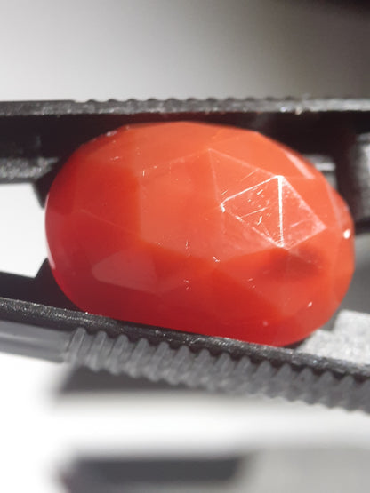 Orangy red Carnelian,rose cut, oval, 12.25 ct - Natural Gems Belgium