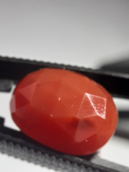 Orangy red Carnelian,rose cut, oval, 12.25 ct - Natural Gems Belgium