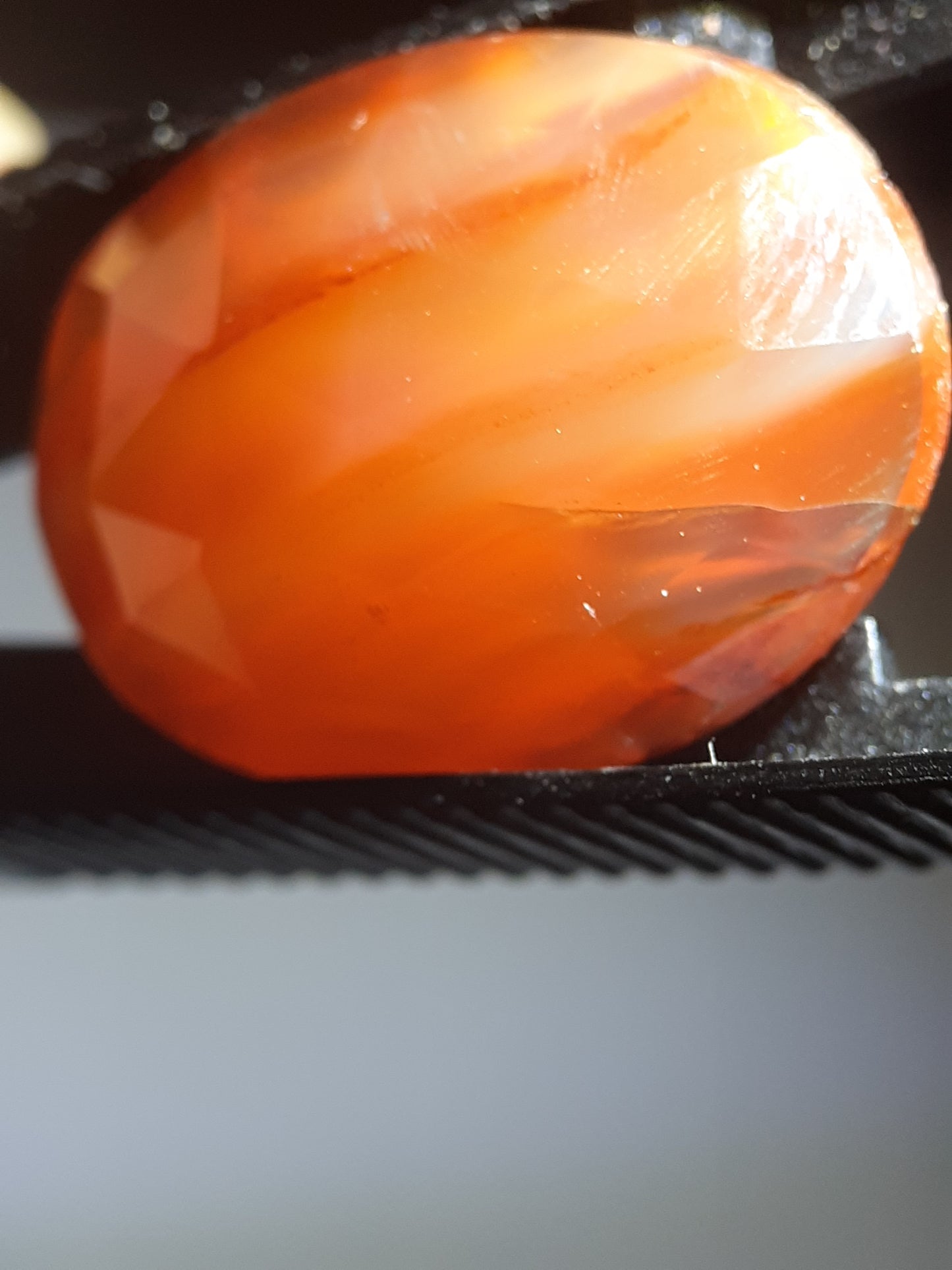 bicolor orange and red Carnelian,rose cut, oval, 12.70 ct - Natural Gems Belgium