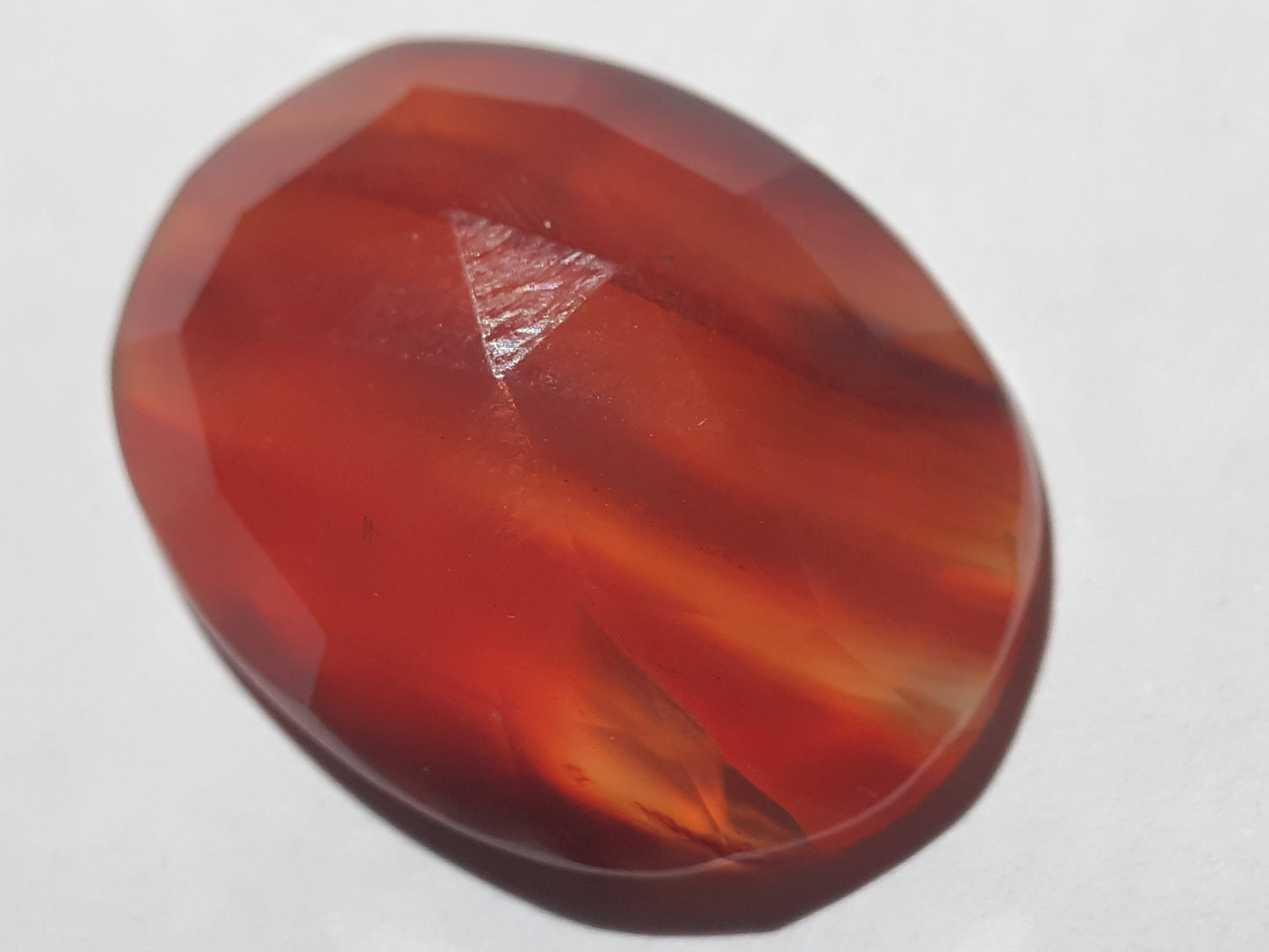 bicolor orange and red Carnelian,rose cut, oval, 12.70 ct - Natural Gems Belgium