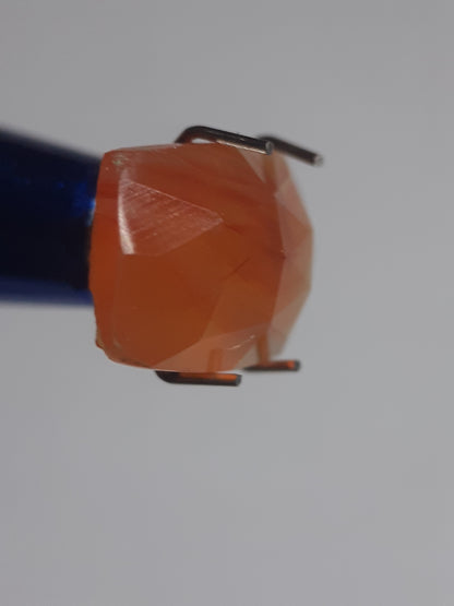 beautiful yellowish reddish orange Carnelian,rose cut, cushion, 3.25 ct - Natural Gems Belgium