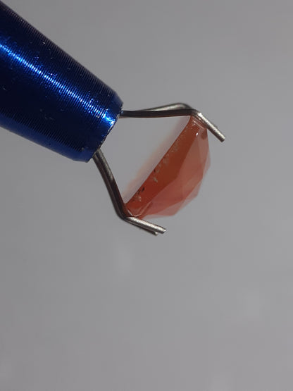 beautiful yellowish reddish orange Carnelian,rose cut, cushion, 3.25 ct - Natural Gems Belgium