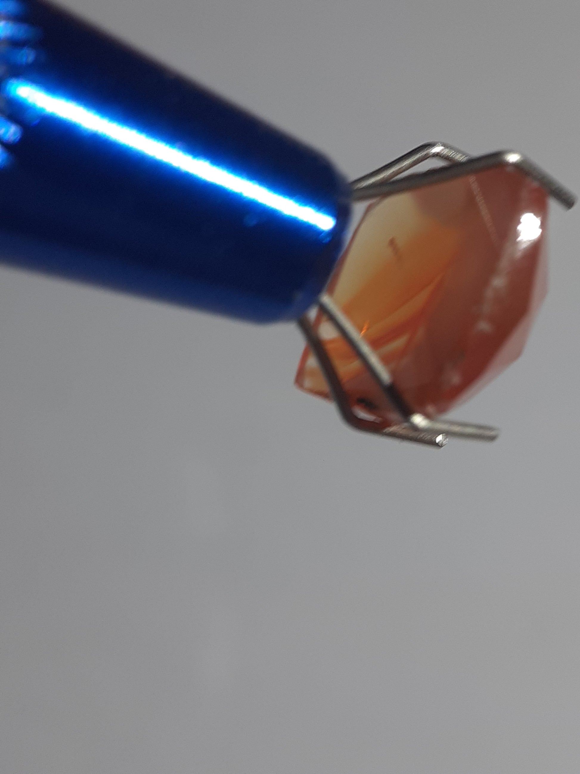 beautiful yellowish reddish orange Carnelian,rose cut, cushion, 3.25 ct - Natural Gems Belgium