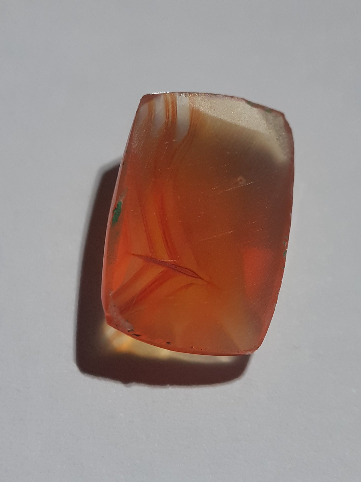 beautiful yellowish reddish orange Carnelian,rose cut, cushion, 3.25 ct - Natural Gems Belgium