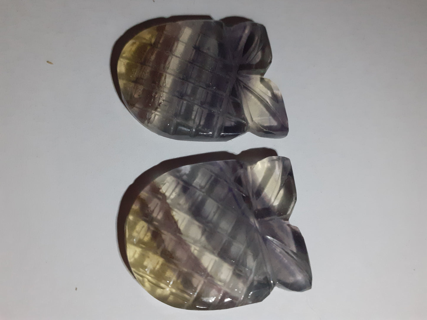 Handcarved Fluorite :pair of multicolored pineapples - natural fluorite 75.65 ct - Natural Gems Belgium