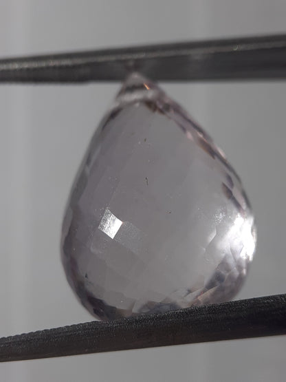 Natural light purple Amethyst - 11.96 ct - Briolette - unheated - certified by NGB - Natural Gems Belgium