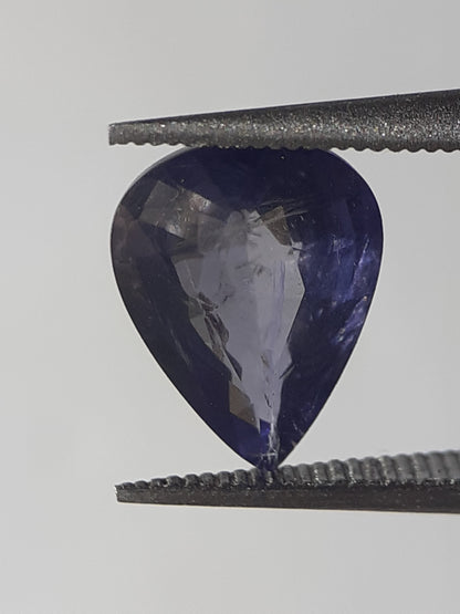 Natural Violet Bluet Iolite - 1.12 ct - pear - unheated - certified by NGB - Natural Gems Belgium