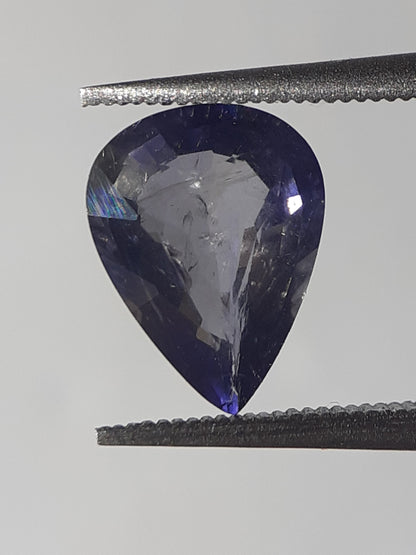 Natural Violet Bluet Iolite - 1.12 ct - pear - unheated - certified by NGB - Natural Gems Belgium