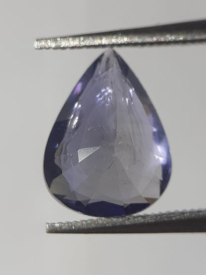 Natural Violet Bluet Iolite - 1.12 ct - pear - unheated - certified by NGB - Natural Gems Belgium