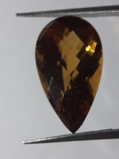 Natural orangy yellow Citrine - 9.05 ct - pear - unheated - certified by NGB - Natural Gems Belgium