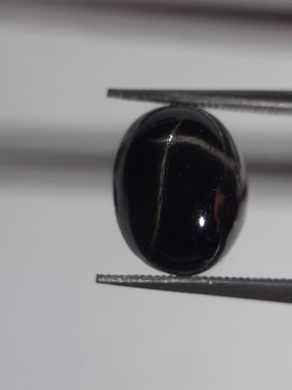 Natural black 4 ray star diopside - 3.79 ct - oval - unheated - certified by NGB - Natural Gems Belgium