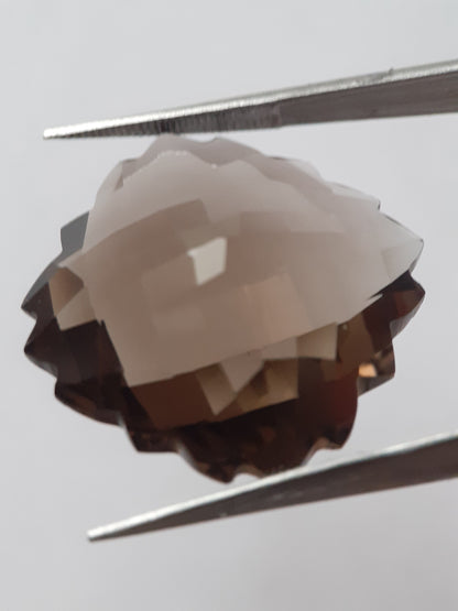 Natural brown smoky quartz - 19.70 ct - fancy  - unheated - certified by NGB - Natural Gems Belgium