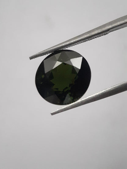 Natural Green Tourmaline - 4.14 ct - round - AAA grade - unheated - certified by NGB - Natural Gems Belgium