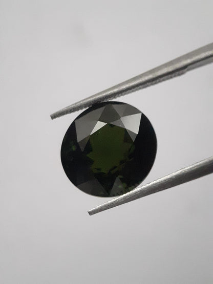 Natural Green Tourmaline - 4.14 ct - round - AAA grade - unheated - certified by NGB - Natural Gems Belgium