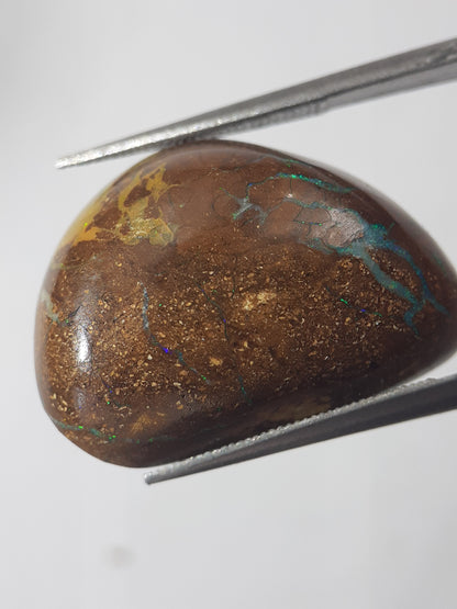 Natural yellow and blue Winton Matrix Boulder Opal - 16.91 ct - free form - unheated - certified by NGB - Natural Gems Belgium