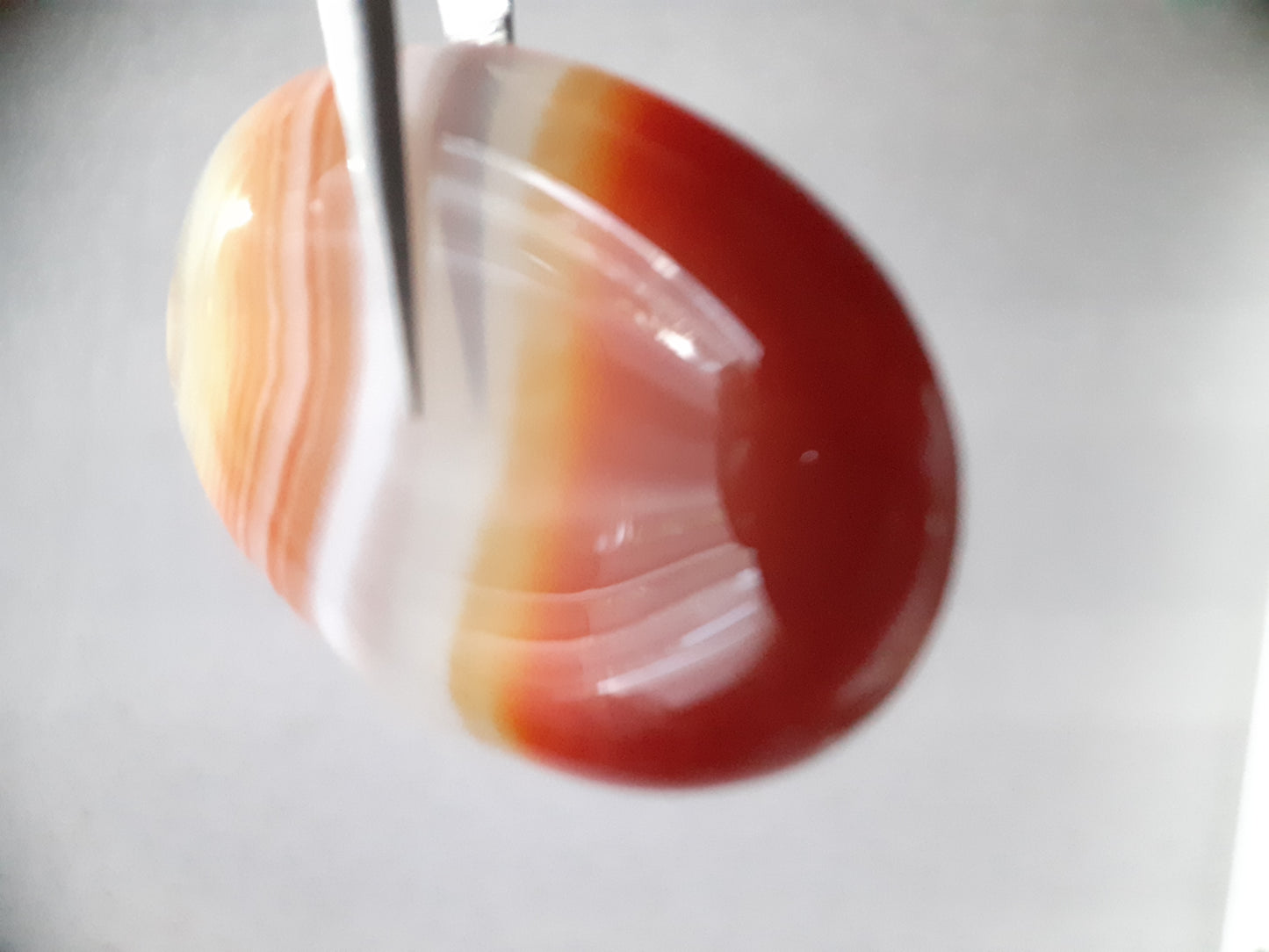 Natural orangy red Lake Superior Agate - 40.06 ct - oval Cabochon - unheated - certified by NGB - Natural Gems Belgium