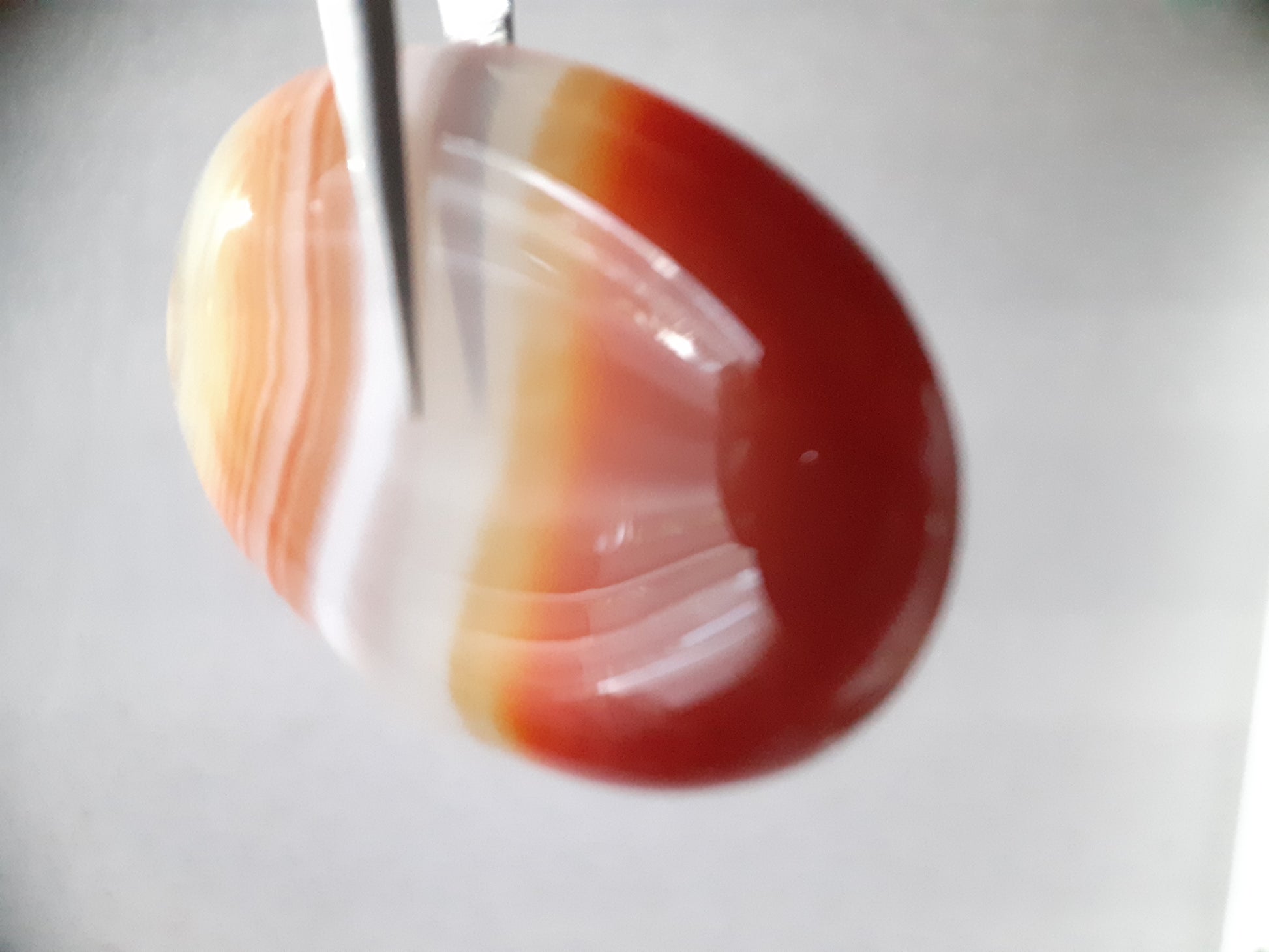 Natural orangy red Lake Superior Agate - 40.06 ct - oval Cabochon - unheated - certified by NGB - Natural Gems Belgium