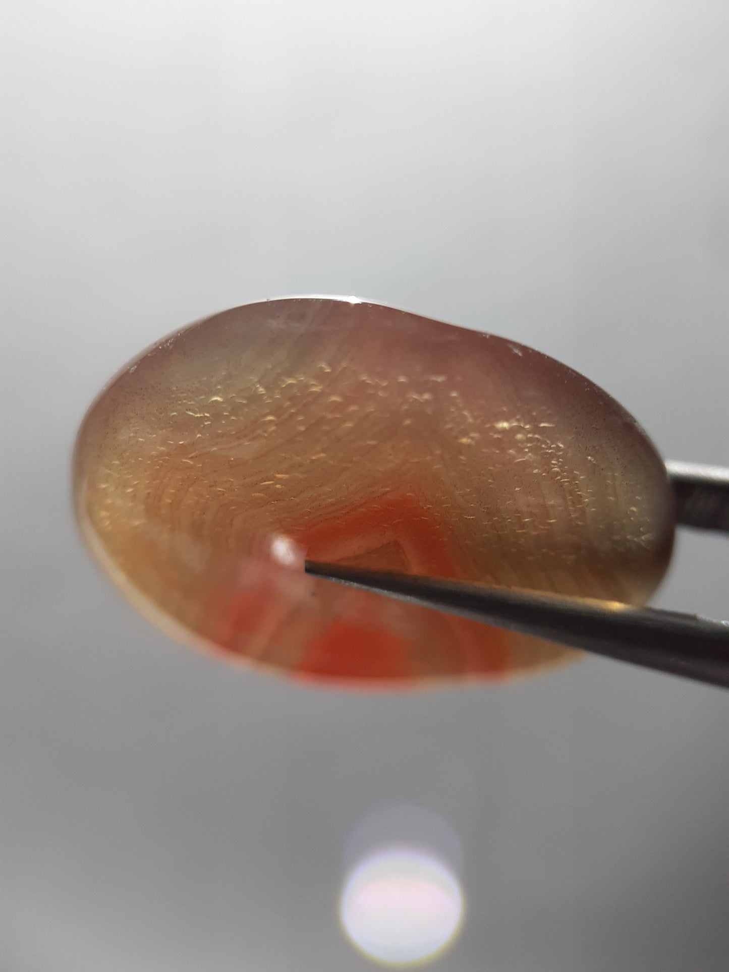 Natural gray and red Botswana Agate - 18.13 ct - round Cabochon - unheated - certified by NGB - Natural Gems Belgium