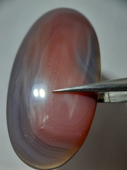 Natural red grey Botswana Agate - 52.82 ct - long oval Cabochon - unheated - certified by NGB - Natural Gems Belgium