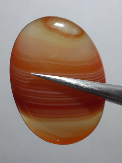 Natural orange orangy red and red Lake Superior Agate - 34.92 ct - oval Cabochon - unheated - certified by NGB - Natural Gems Belgium