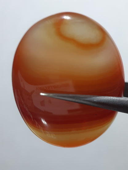 Natural orange orangy red and red Lake Superior Agate - 34.92 ct - oval Cabochon - unheated - certified by NGB - Natural Gems Belgium