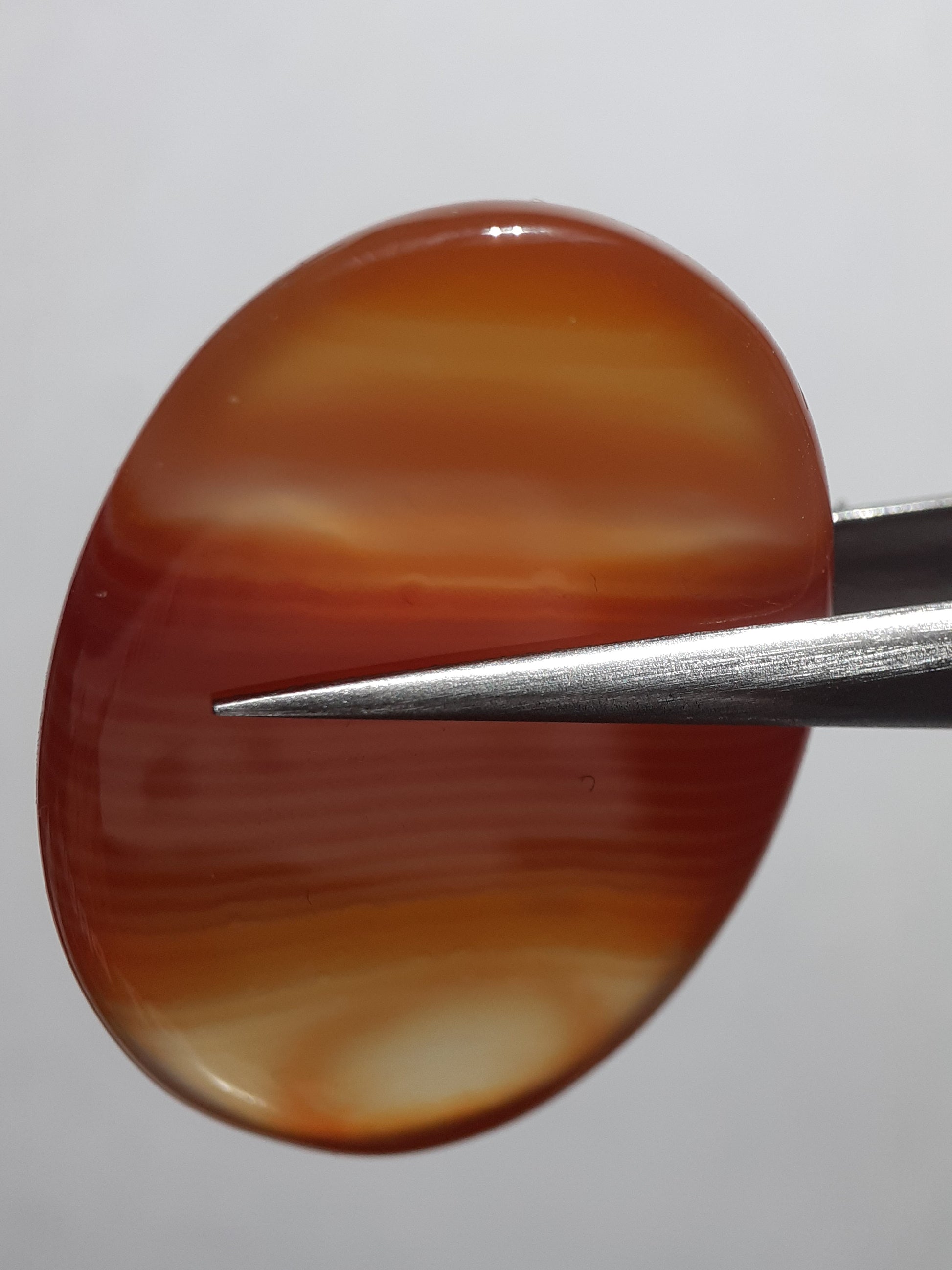 Natural orange orangy red and red Lake Superior Agate - 34.92 ct - oval Cabochon - unheated - certified by NGB - Natural Gems Belgium