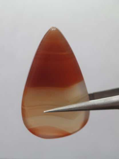 Natural deep brownish red and orange Lake Superior Agate - 23.96 ct - pear Cabochon - unheated - certified by NGB - Natural Gems Belgium