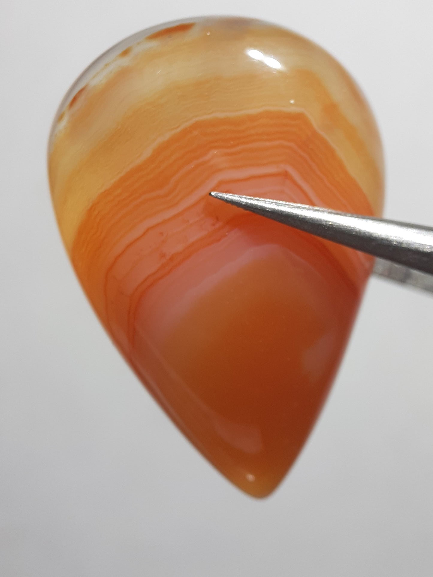 Natural orange and white Lake Superior Agate - 33.83 ct - pear Cabochon - unheated - certified by NGB - Natural Gems Belgium