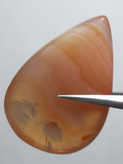 Natural orange and white Lake Superior Agate - 33.83 ct - pear Cabochon - unheated - certified by NGB - Natural Gems Belgium