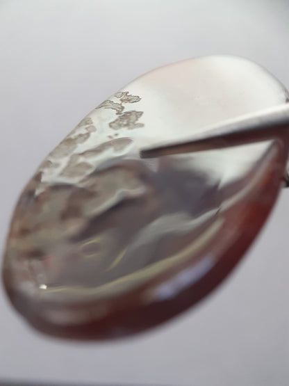 Natural deep red, purplish grey and moss included Botswana Agate - 44.37 ct - oval Cabochon - unique - certified by NGB - Natural Gems Belgium