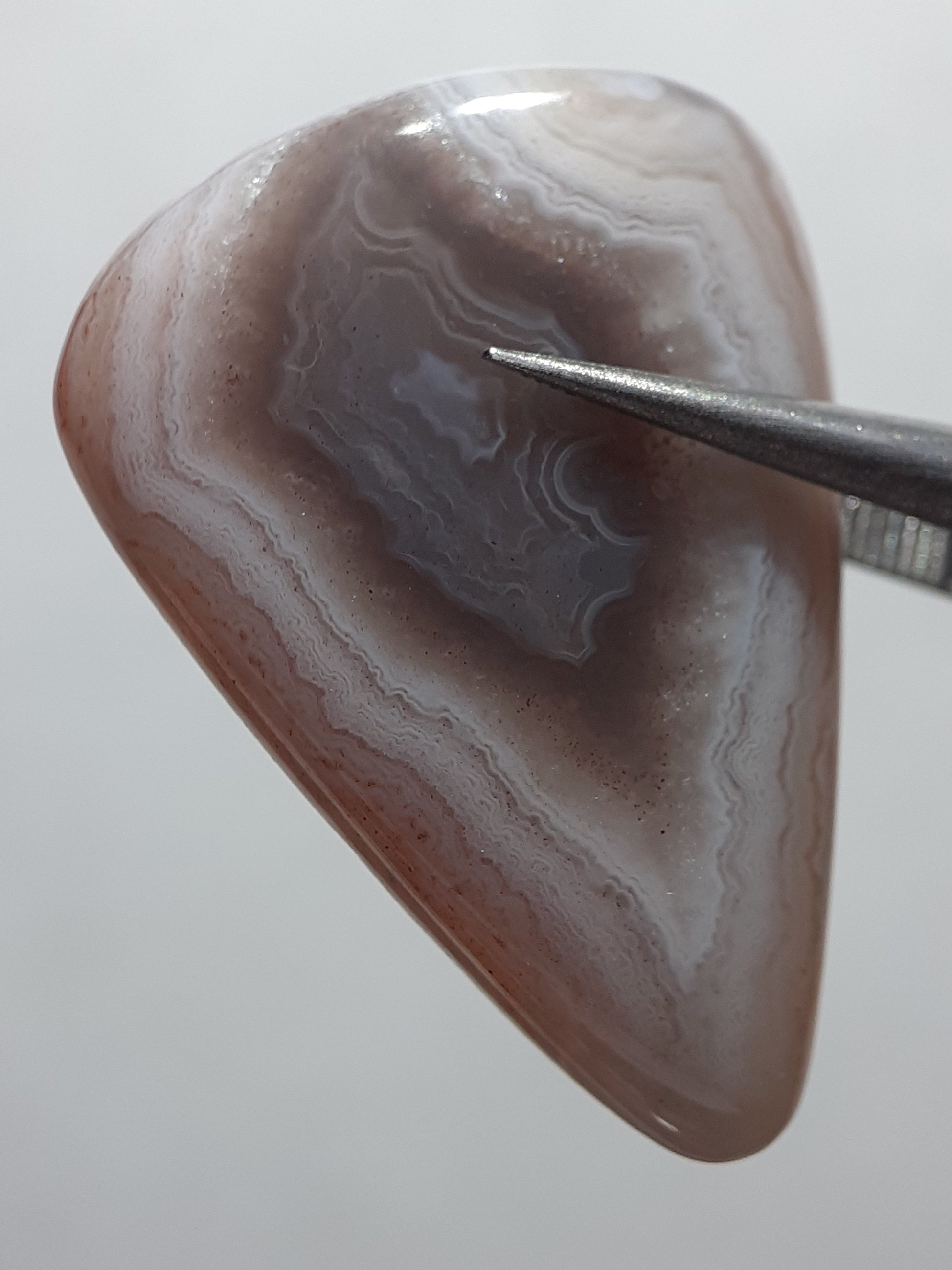 Natural Light brown white laced Botswana Agate - 20.18 ct - pear Cabochon - Amazing color and pattern - Natural Gems Belgium