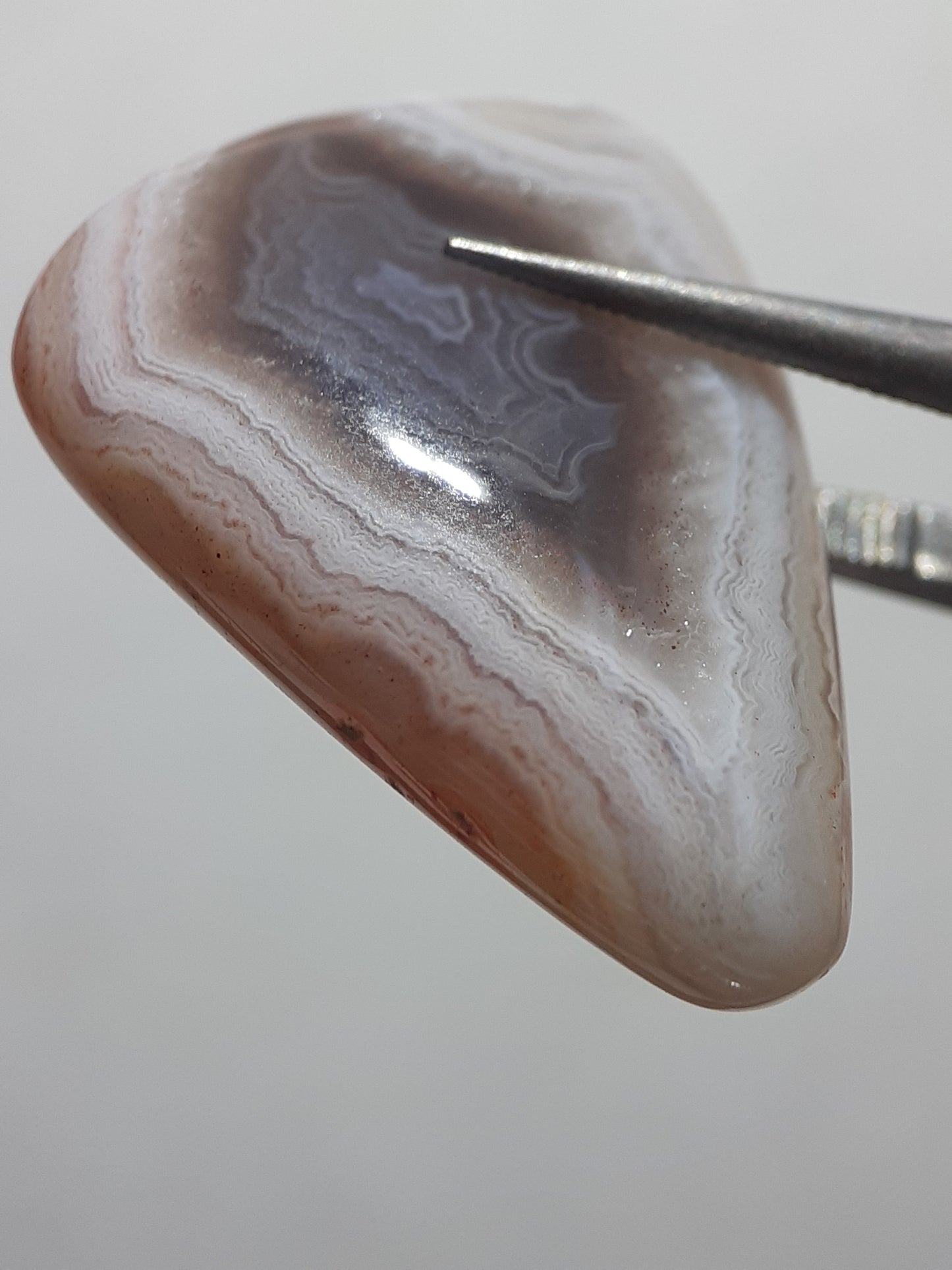 Natural Light brown white laced Botswana Agate - 20.18 ct - pear Cabochon - Amazing color and pattern - Natural Gems Belgium