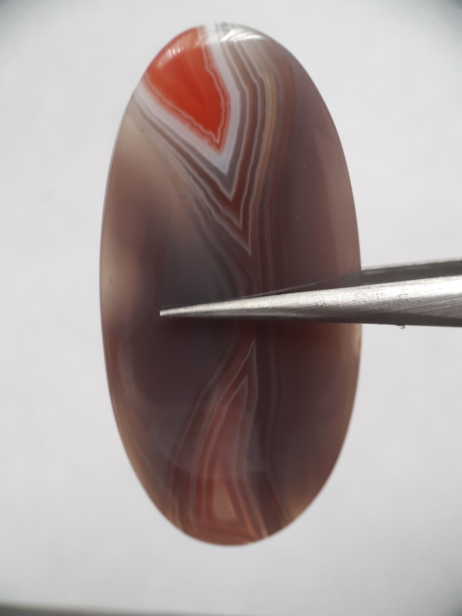 Natural grey and orangy red Botswana Agate - 36.98 ct - oval - amazing pattern and color - Natural Gems Belgium