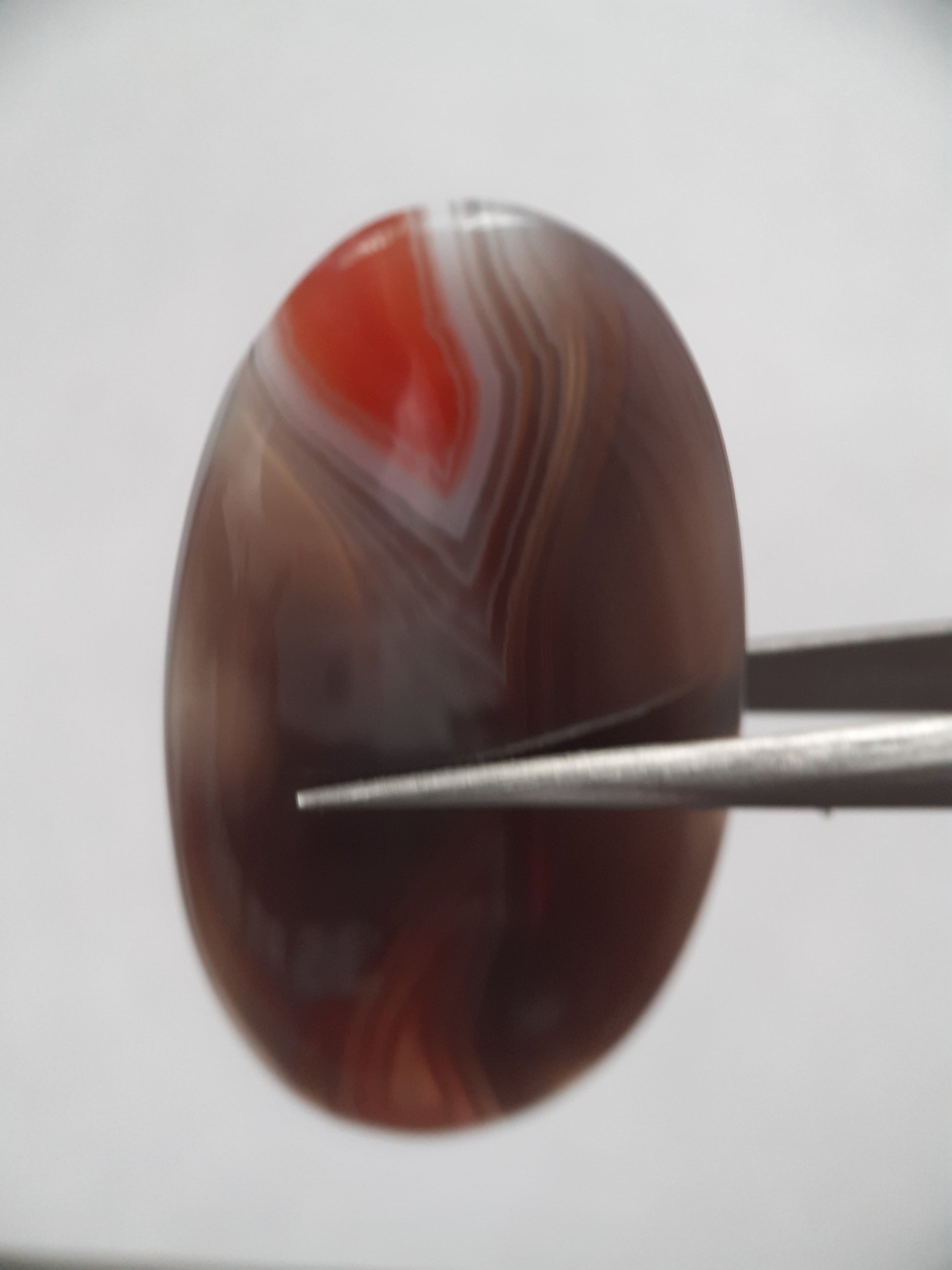 Natural grey and orangy red Botswana Agate - 36.98 ct - oval - amazing pattern and color - Natural Gems Belgium